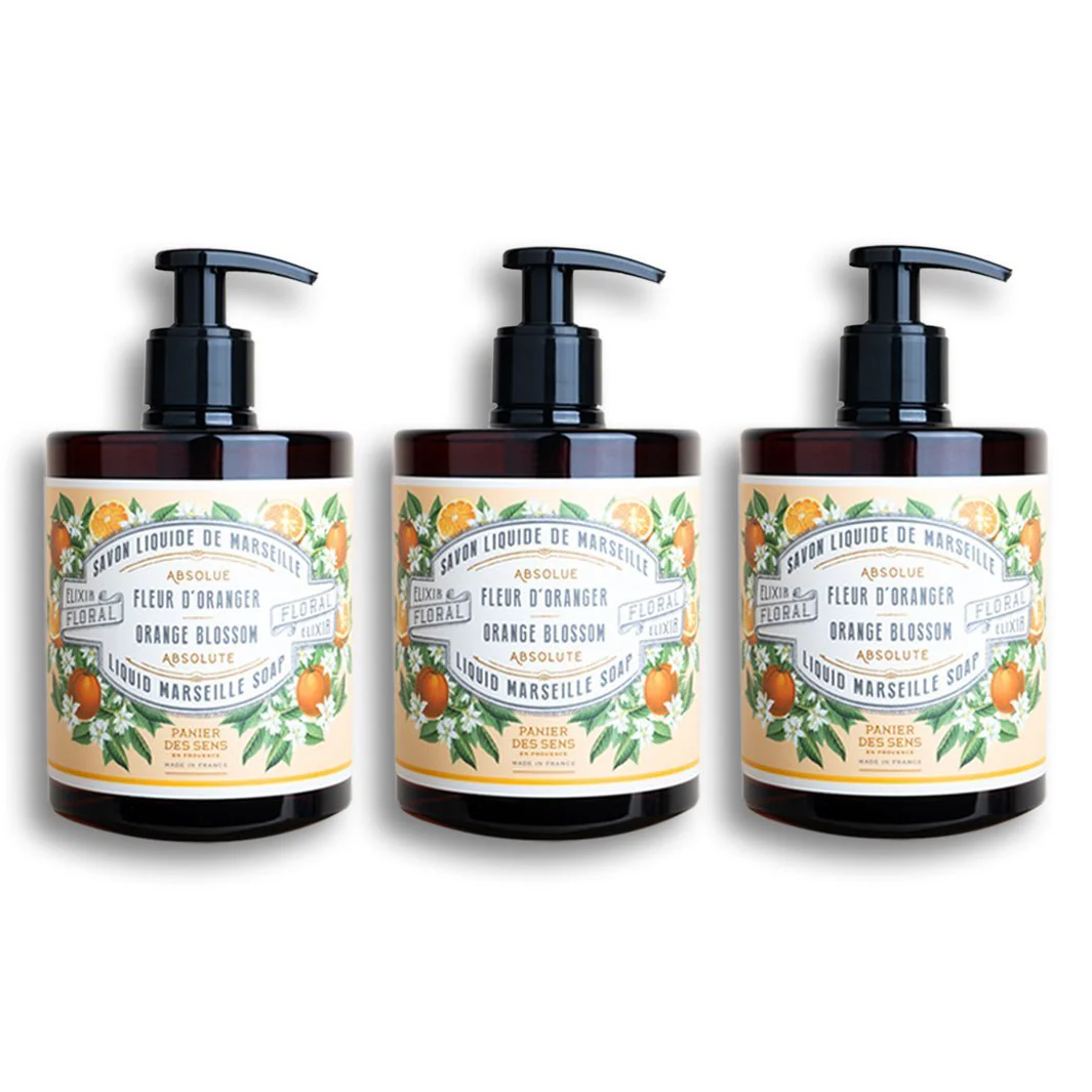 Pack de 3 savons de Marseille liquides | Fleur d’Oranger 3x 500ml
